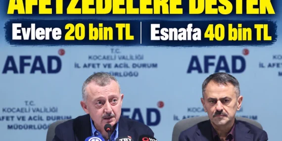 Kocaeli’de Sel Mağduru Evlere 20 Bin, Esnafa 40 Bin TL Destek